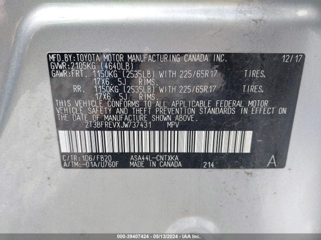 Toyota RAV4 LE 2018 2T3BFREVXJW737431 Image 9