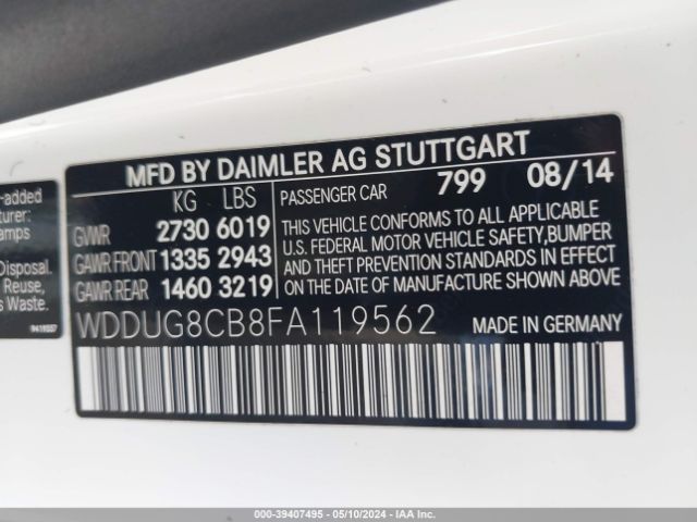 WDDUG8CB8FA119562 Mercedes-Benz S 550
