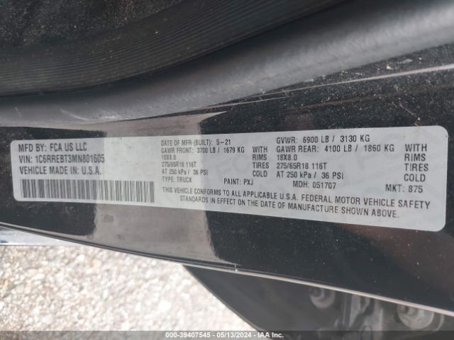 1C6RREBT3MN801605 RAM 1500 Lone Star Quad Cab 4x2 6'4 Box