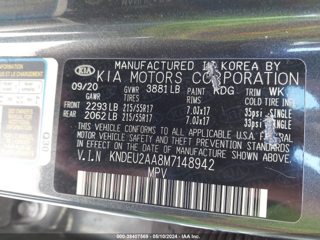 KIA SELTOS S 2021 KNDEU2AA8M7148942 Image 9