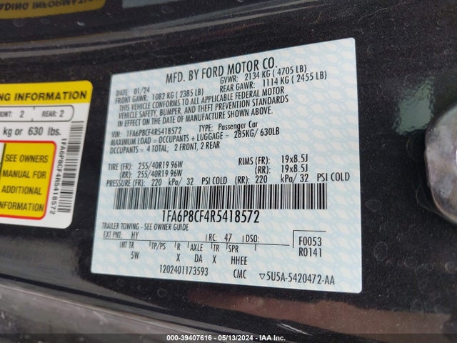Ford Mustang Gt Premium Fastback 2024 1FA6P8CF4R5418572 Image 9