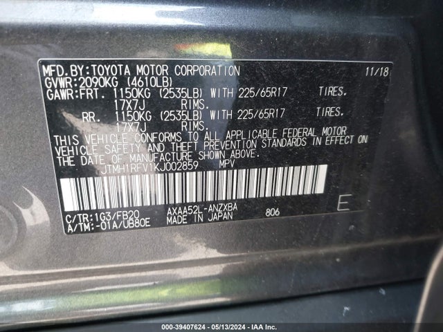 Toyota RAV4 LE 2019 JTMH1RFV1KJ002859 Image 9