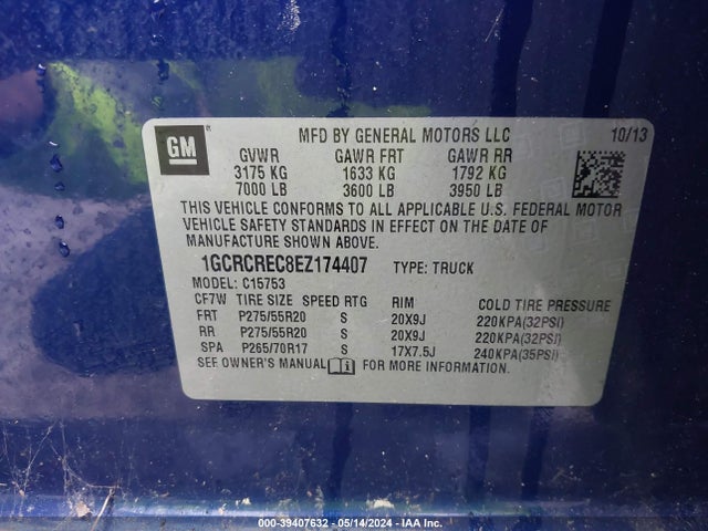 Chevrolet Silverado 1500 2lt 2014 1GCRCREC8EZ174407 Image 9