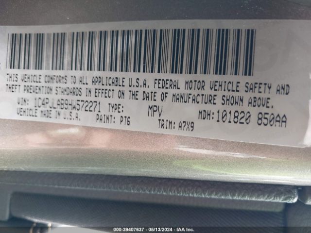 1C4PJLAB9HW572271 Jeep Cherokee Sport Fwd