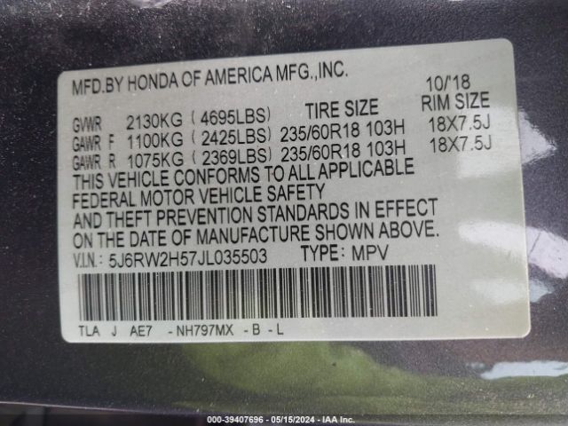 5J6RW2H57JL035503 Honda CR-V EX