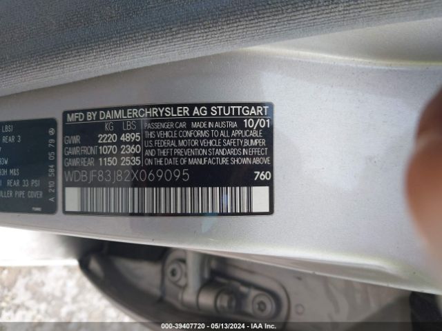 2002 MERCEDES-BENZ E-CLASS WDBJF83J82X069095 Photo 8