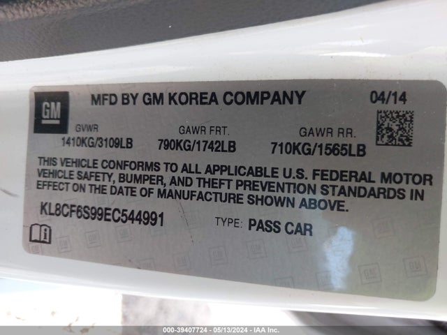 Chevrolet Spark 2lt Auto 2014 KL8CF6S99EC544991 Image 9