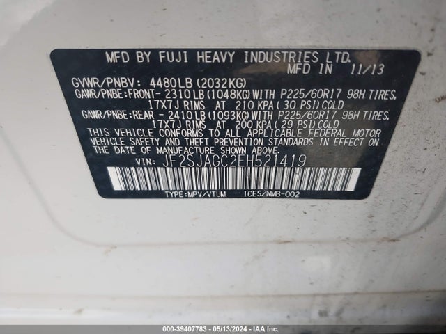 Subaru Forester 2.5i Premium 2014 JF2SJAGC2EH521419 Image 9