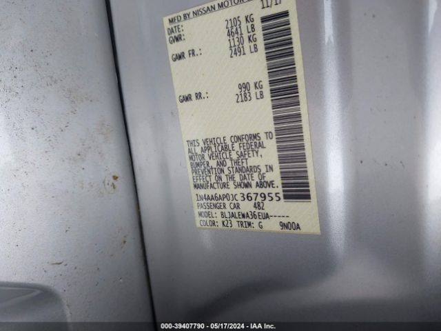 1N4AA6AP0JC367955 Nissan Maxima 3.5 Sl