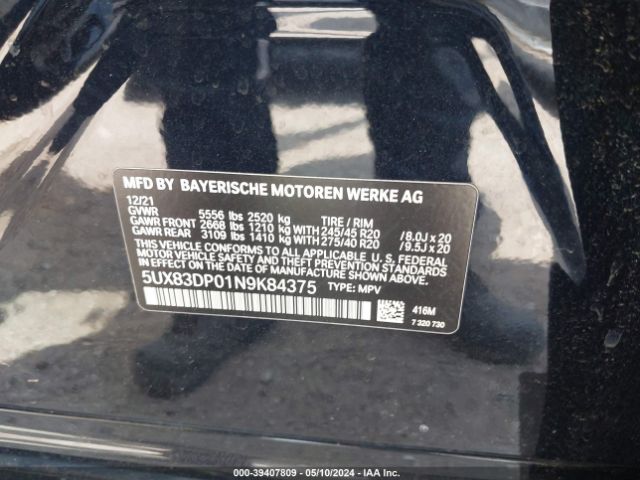 5UX83DP01N9K84375 BMW X3 M40i