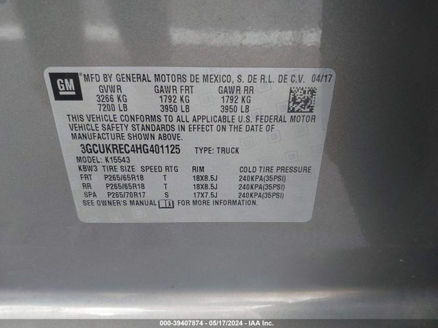 Chevrolet Silverado 1500 2lt 2017 3GCUKREC4HG401125 Image 9