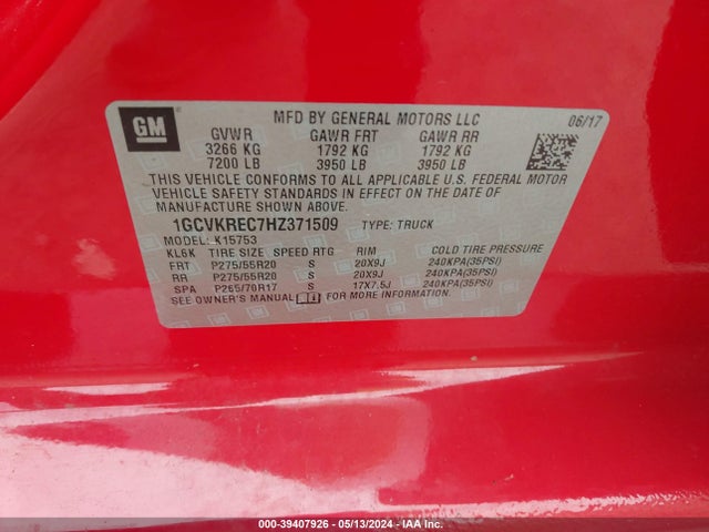 Chevrolet Silverado 1500 2lt 2017 1GCVKREC7HZ371509 Image 9