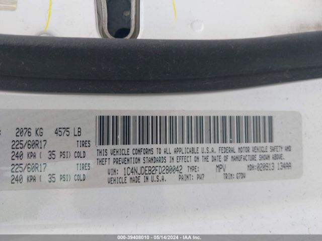 1C4NJDEB2FD280042 Jeep Compass Latitude