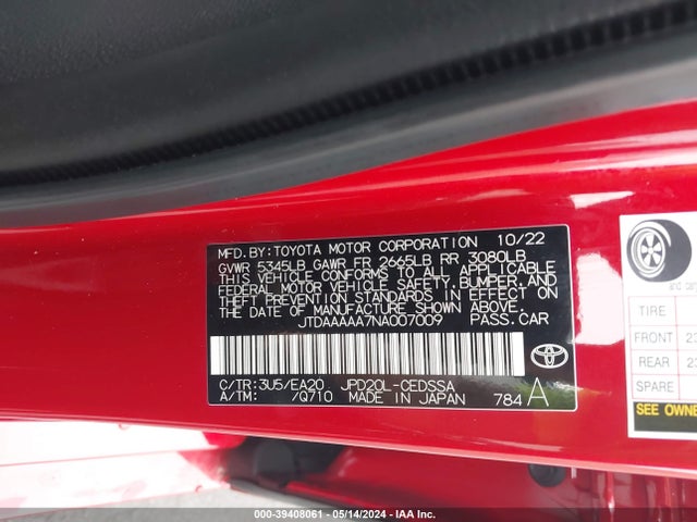 Toyota Mirai Xle 2022 JTDAAAAA7NA007009 Image 9