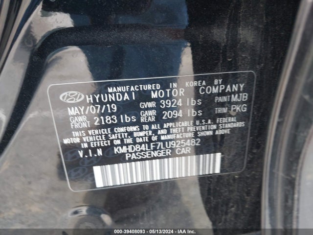 Hyundai Elantra Value Edition 2020 KMHD84LF7LU925482 Image 9
