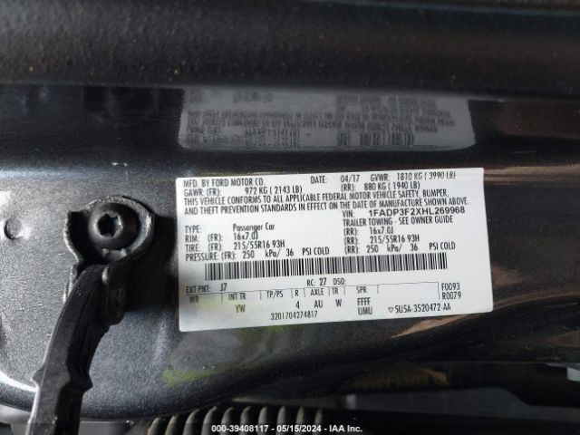 1FADP3F2XHL269968 Ford FOCUS SE