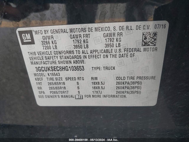Chevrolet Silverado 1500 2lz 2017 3GCUKSEC8HG103653 Image 9