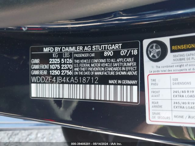 WDDZF4JB4KA518712 Mercedes-Benz E 300