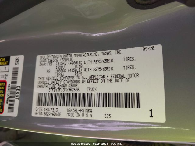 5TFDY5F15MX962606 Toyota Tundra Sr5