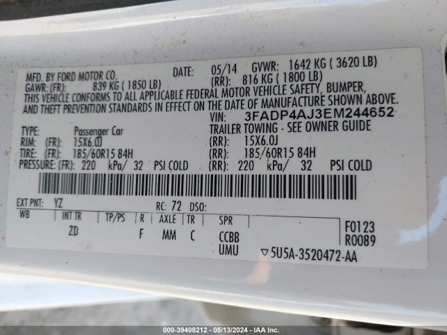 Ford FIESTA S 2014 3FADP4AJ3EM244652 Image 9