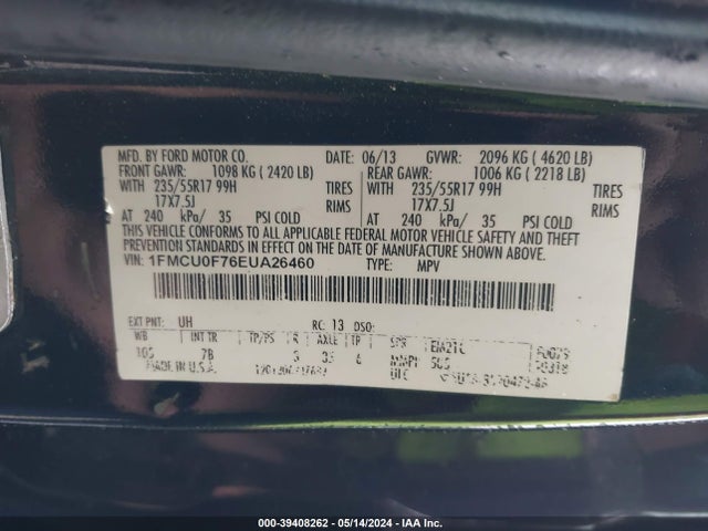 Ford ESCAPE S 2014 1FMCU0F76EUA26460 Image 9
