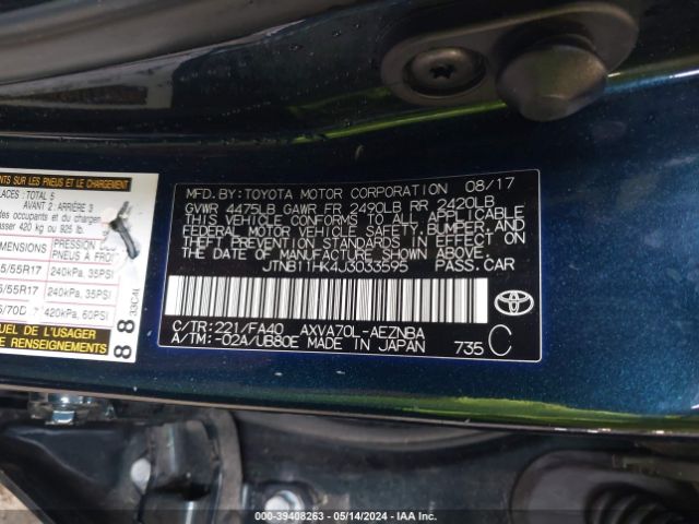 JTNB11HK4J3033595 Toyota CAMRY LE