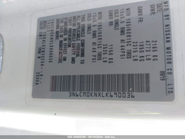 3N6CM0KNXLK690036 Nissan Nv200 Compact Cargo Sv Xtronic Cvt