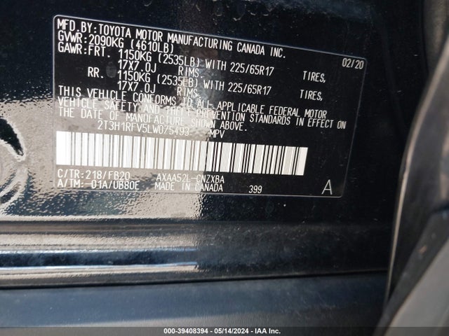 Toyota RAV4 LE 2020 2T3H1RFV5LW075493 Image 9