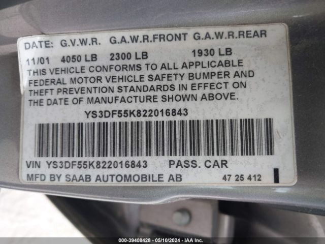 2002 SAAB 9-3 YS3DF55K822016843 Photo 8
