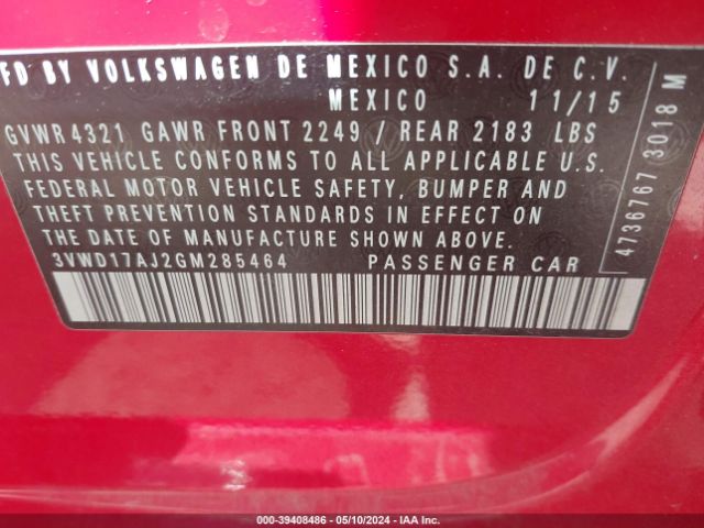 3VWD17AJ2GM285464 Volkswagen Jetta 1.8t Sport