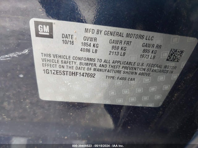 Chevrolet MALIBU 1LT 2017 1G1ZE5ST0HF147692 Image 9