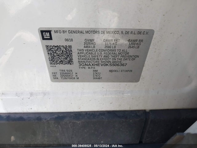 Chevrolet EQUINOX LS 2019 3GNAXHEV0KS506367 Image 9