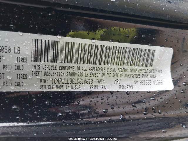 1C4PJLLB8LD610610 Jeep Cherokee Latitude Plus Fwd