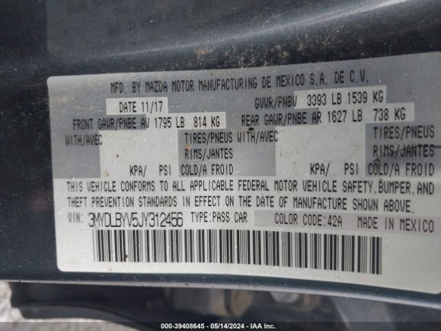 3MYDLBYV5JY312456 Toyota YARIS IA