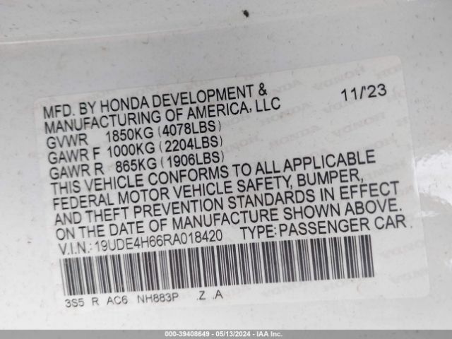 19UDE4H66RA018420 Acura Integra A-spec Technology Package