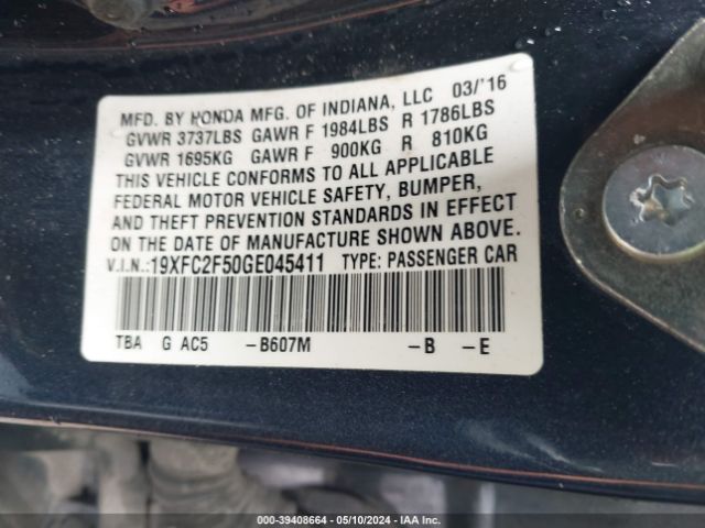 19XFC2F50GE045411 Honda Civic Lx