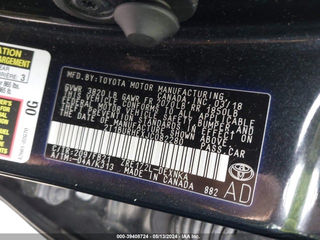 Toyota COROLLA LE 2018 2T1BURHEXJC082280 Image 9