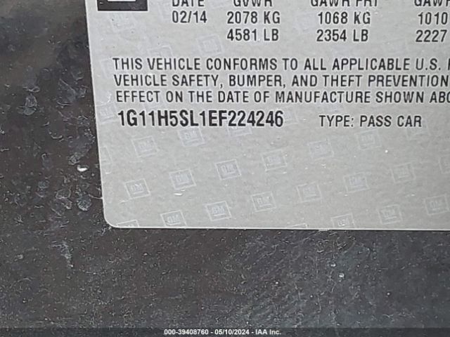 1G11H5SL1EF224246 Chevrolet Malibu 1lz
