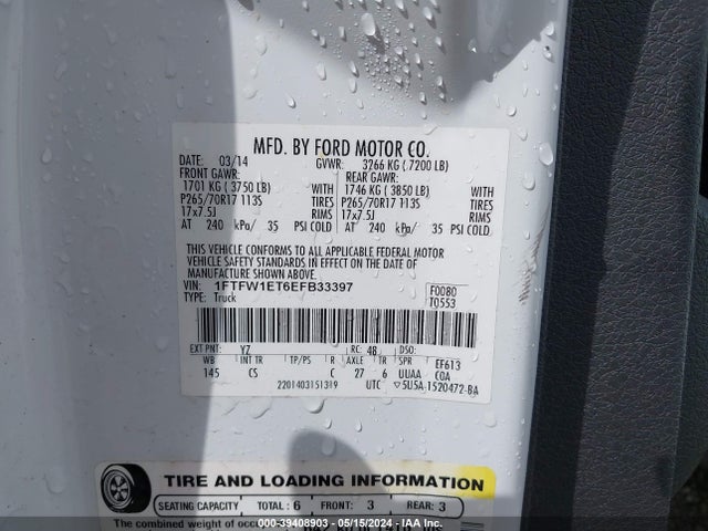 Ford F-150 Xl 2014 1FTFW1ET6EFB33397 Image 9
