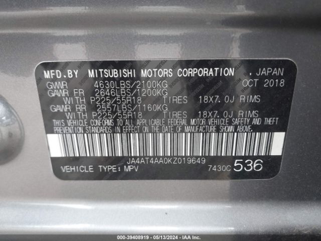 JA4AT4AA0KZ019649 Mitsubishi Eclipse Cross Le