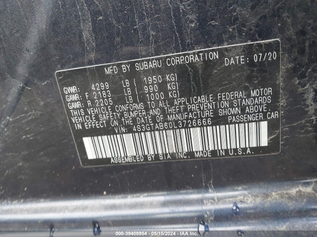 Subaru Impreza 5-door 2020 4S3GTAB60L3726666 Image 9