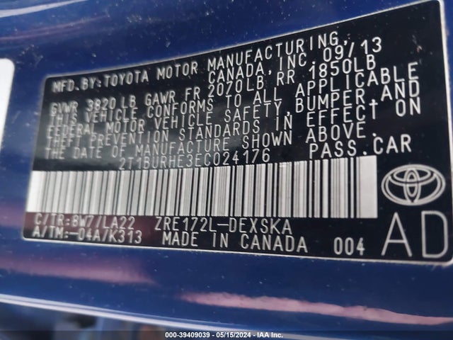 Toyota Corolla S Premium 2014 2T1BURHE3EC024176 Image 9