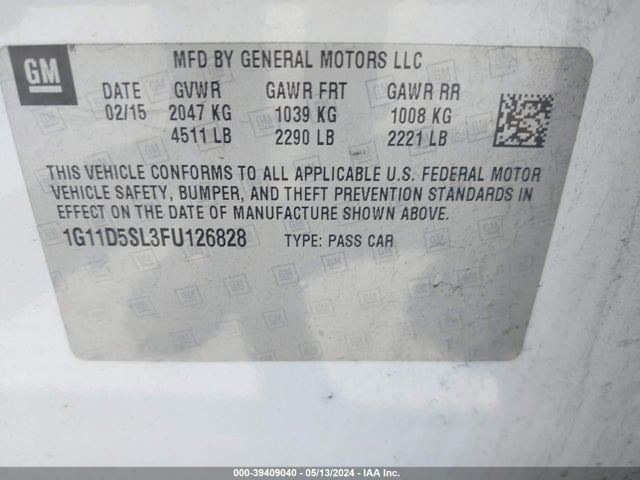Chevrolet MALIBU 2LT 2015 1G11D5SL3FU126828 Image 9