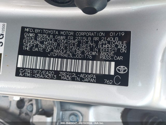 Toyota Corolla Xle 2020 JTDFPRAE3LJ001176 Image 9