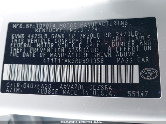 Toyota CAMRY SE 2024 4T1T11AK2RU891958 Image 9