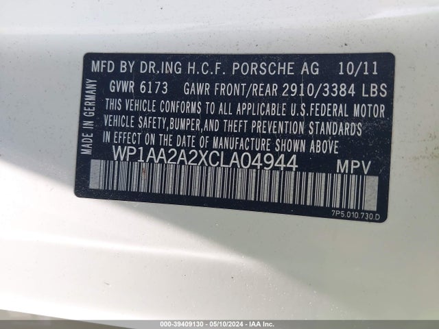 2012 PORSCHE CAYENNE WP1AA2A2XCLA04944 Photo 8