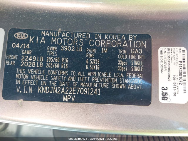 KIA Soul 2014 KNDJN2A22E7091241 Image 9