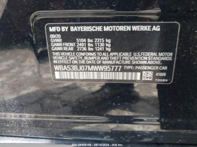 WBA53BJ07MWW95777 BMW 540I