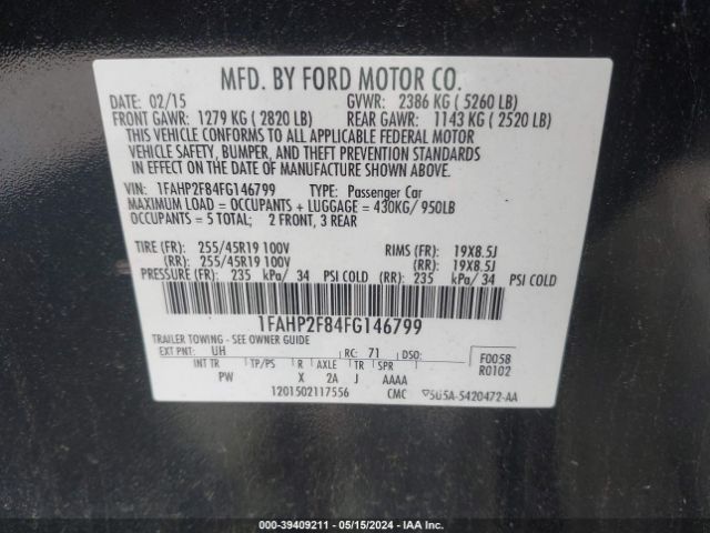 1FAHP2F84FG146799 Ford Taurus Limited