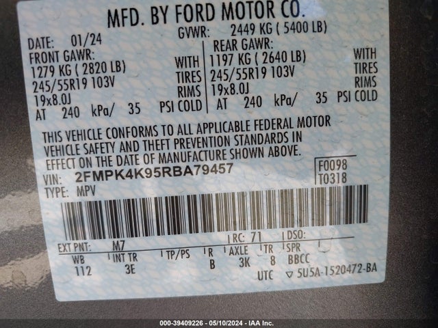 Ford Edge Titanium 2024 2FMPK4K95RBA79457 Image 9